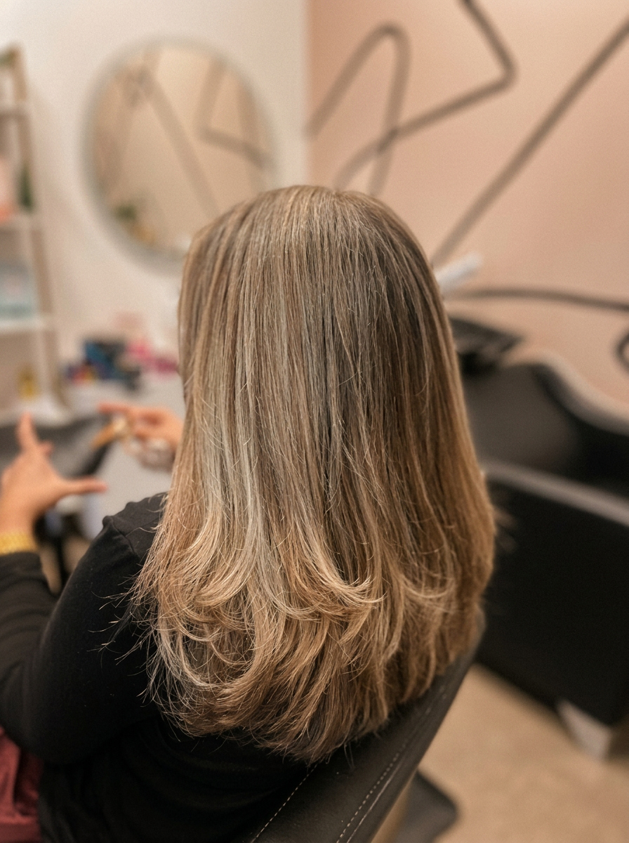 Corte en capas con balayage suave