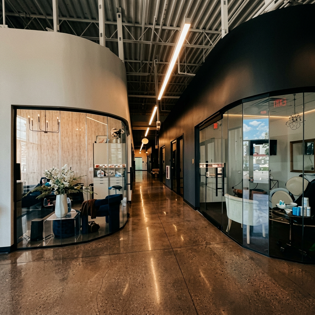 Suites privadas de vidrio curvo en el salón