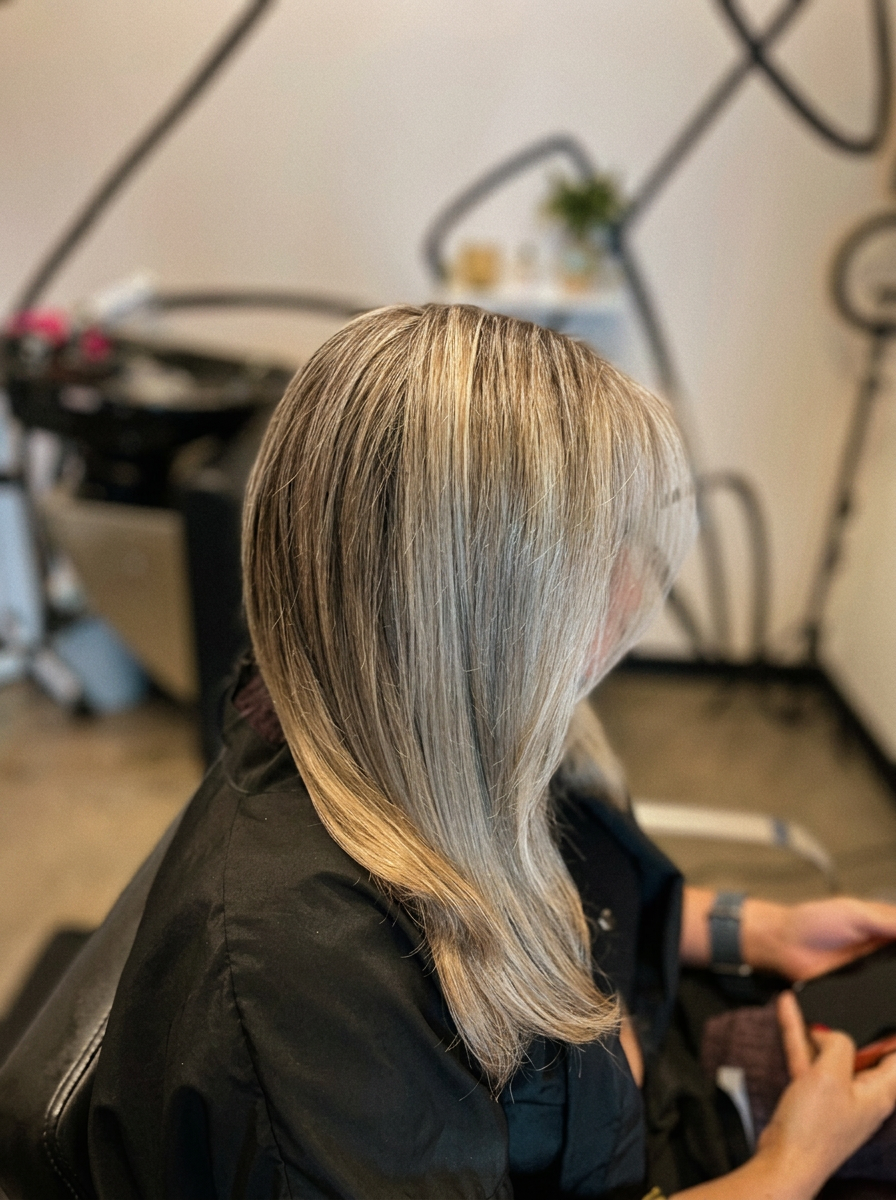Balayage rubio platinado
